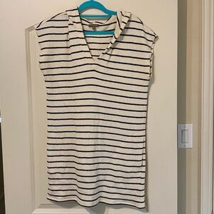 Lilla P cream & navy stripe dress with hood Size M/L